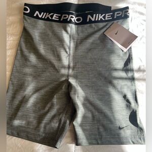 Nike Pro Heather Gray Shorts with Black Waistband